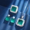 Jewelry Copper Bottom Gold-Plated Simulation Emerald Temperament Princess Square Set Main Stone 14 * 14-12 * 12