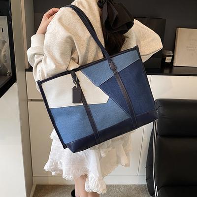 Niche Design Shoulder Bag Women's 2026 New Fashion Contrasting Color Commuter Tote Bag Fashion Retro Armpit Bag