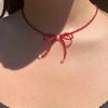 Fashionable Bowknot Pendant Necklace Handmade Colorful Beads Neckchain Bow Clavicle Chain for Women Girls Choker