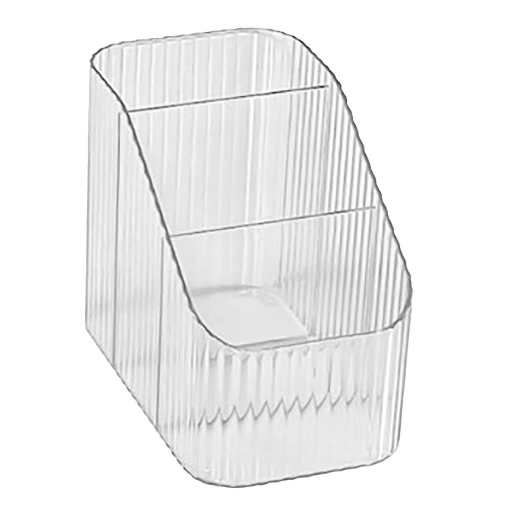 Pen Holder with 3 Compartments PP Transparent Makeup Brush Holder Desktop Stationery Organizer for
