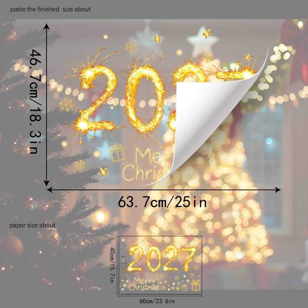 Two-sided 2027 Static Cling Decal Waterproof DIY Christmas Glass Window Sticker Small Festive Atmosphere