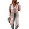 Women's Autumn and Winter Long-sleeved V-neck Plaid Long Cardigan Sweater