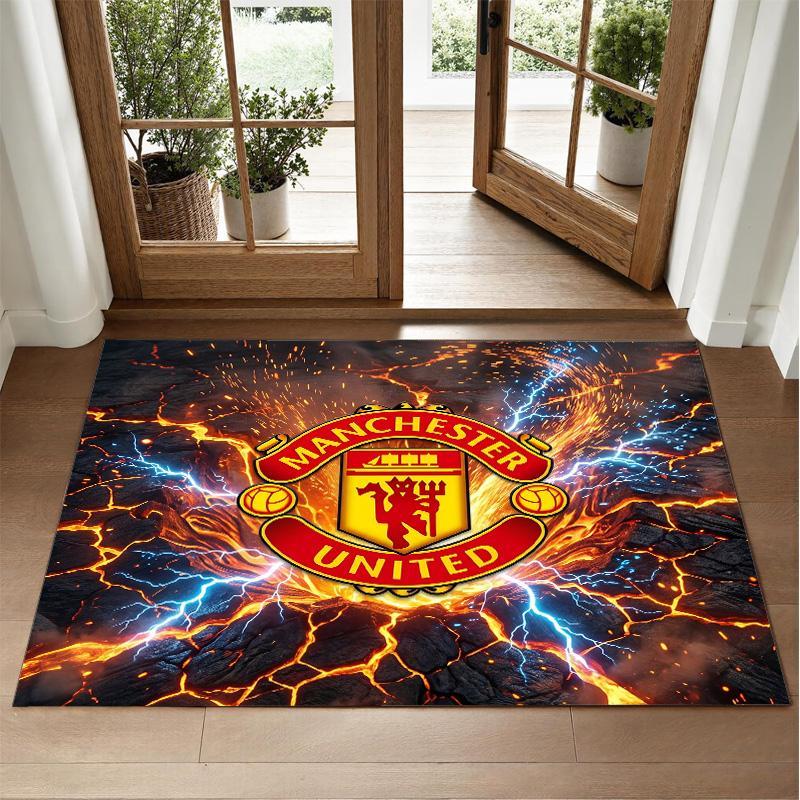 Manchester United Design Crystal Velvet Rug Soft Decorative Mat for Bedroom Entrance