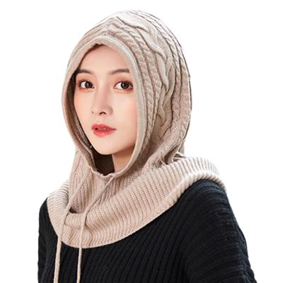 Sac taske Женская вязаная балаклава, манишка/шарф с капюшоном для холодной погоды (Косынка Хаки)