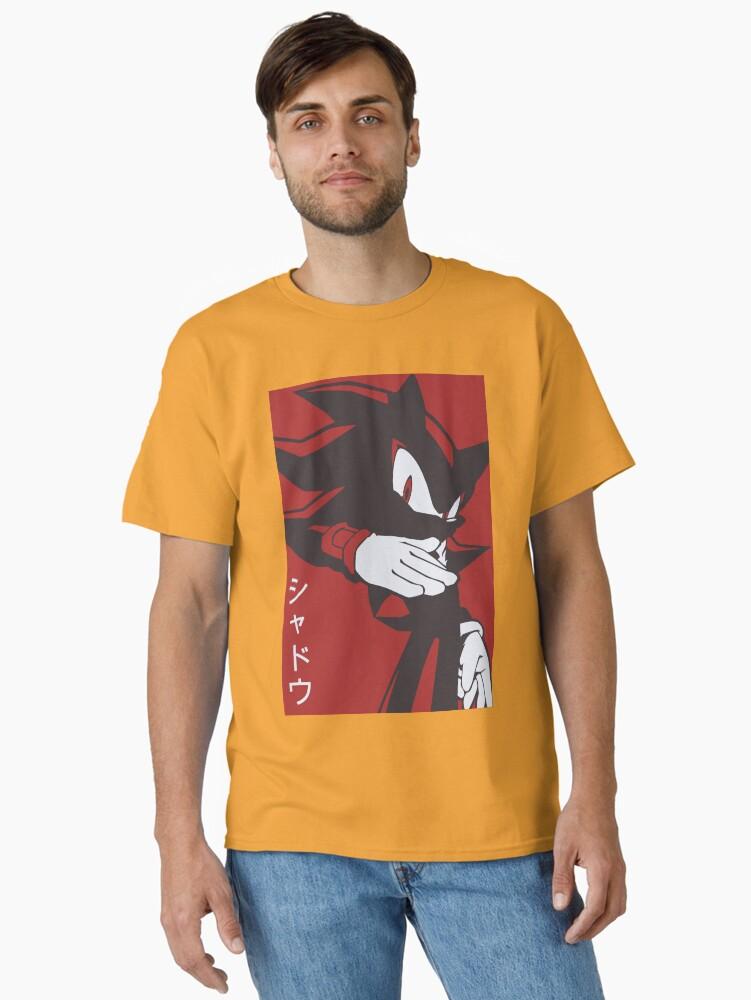 Sonic the Hedgehog Normal Black Shadow Hedgehog anime manga style Background Red Classic T-Shirt