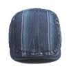 CHRLCK Simple Washed Denim Berets Hat Men Women Spring Summer Peaked Flat Cap Artist Duckbill Hat Casual Herringbone Newsboy Cap