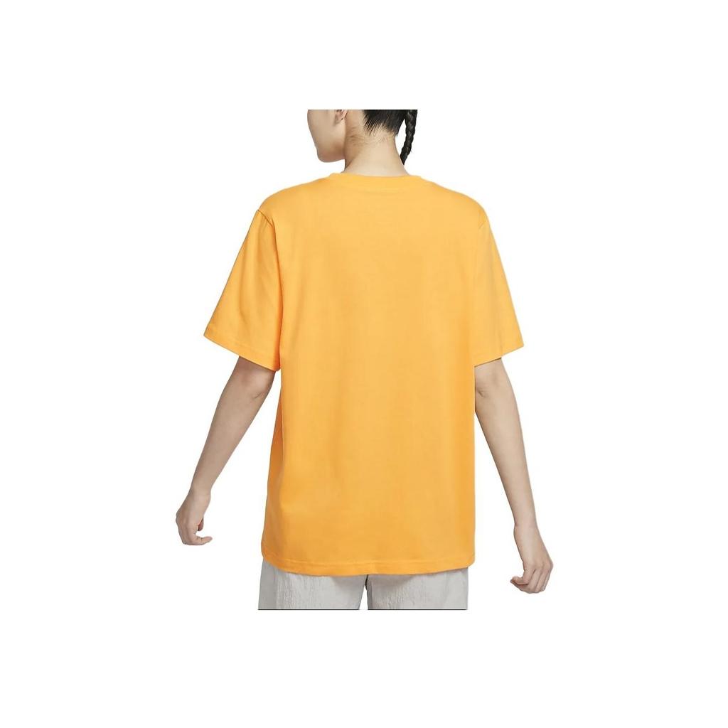 Nike Спортивная одежда, однотонный круглый вырез, повседневный пуловер, модная футболка с коротким рукавом и заниженной линией плеч, женские футболки, солнечные часы-желтые FD4150-717