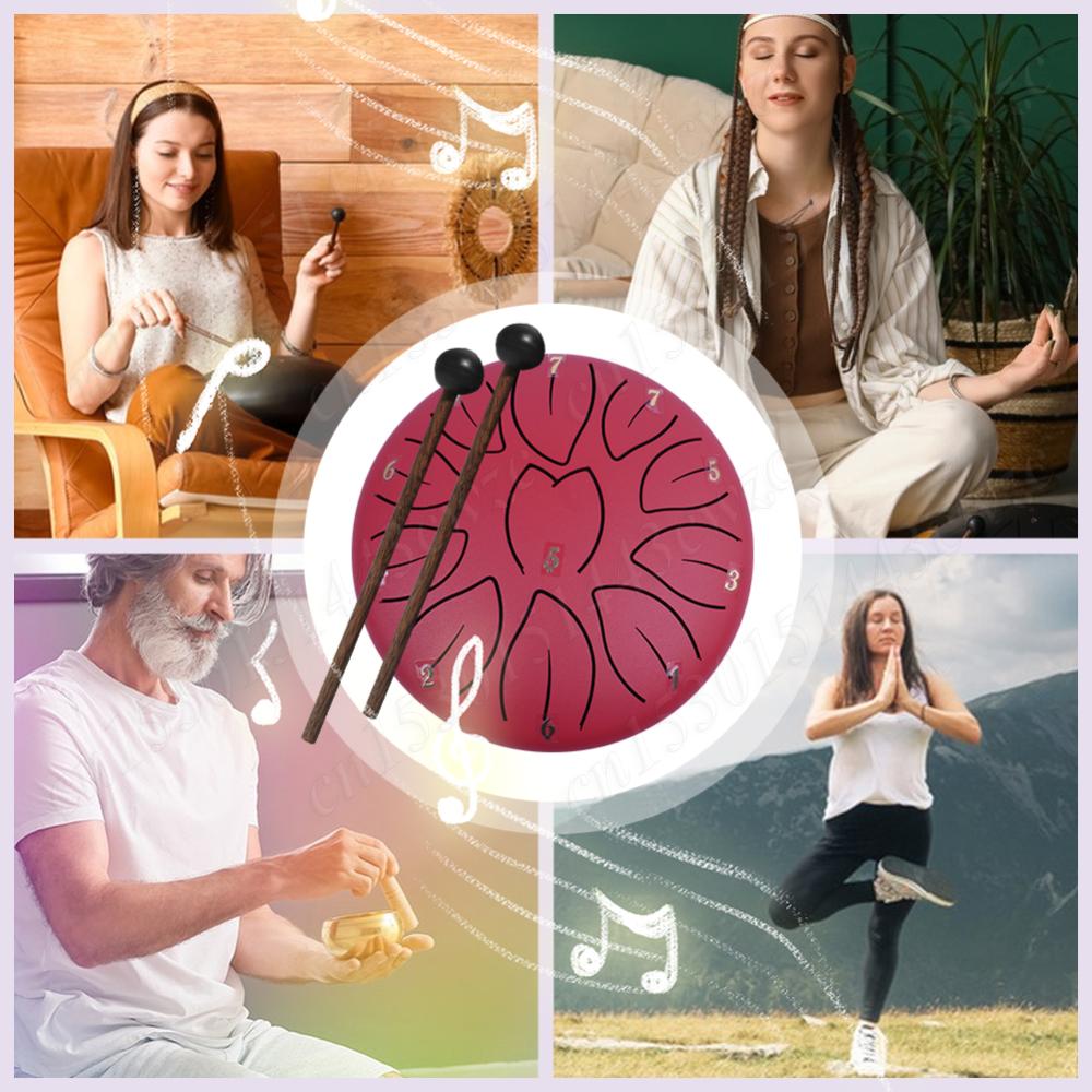 6-дюймовый 11-нотный барабан Handpan с сумкой для барабана Нотная тетрадь Барабанные палочки Медиаторы Ударные инструменты Инструменты для исцеления звуком