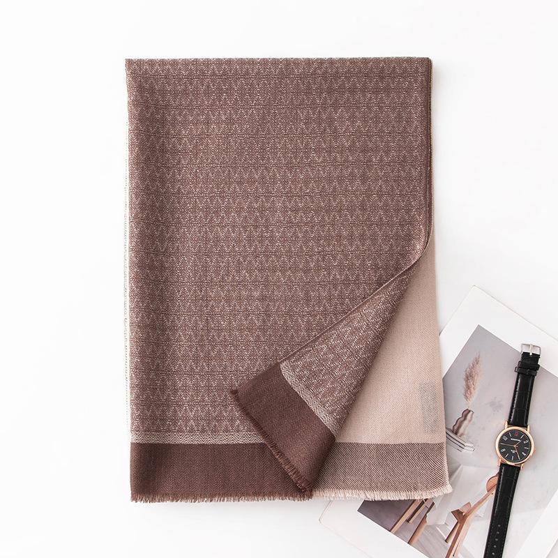 Men's Scarf Pure Cashmere Scarf Jacquard Small Diamond Print Scarf High End Gift