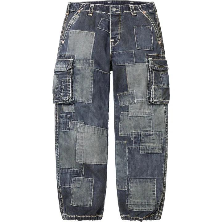 Supreme Брюки-карго True Religion пэчворк индиго