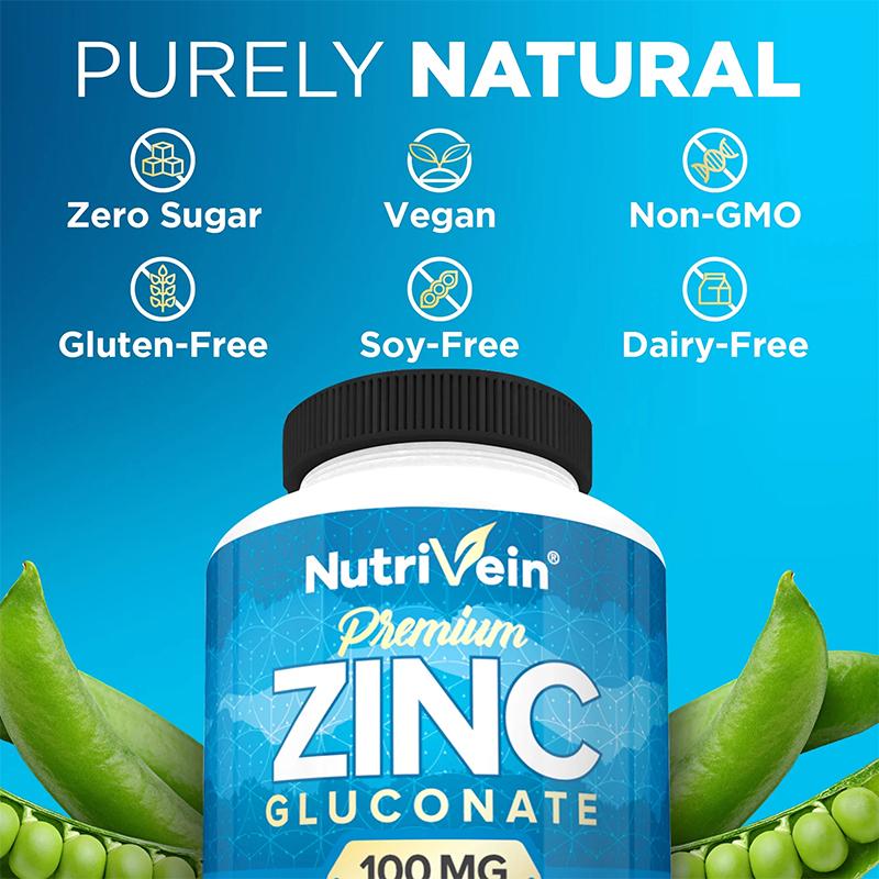 Zinc Gluconate 100mg Vegetarian Capsules Essential Mineral Supplement 120 Count