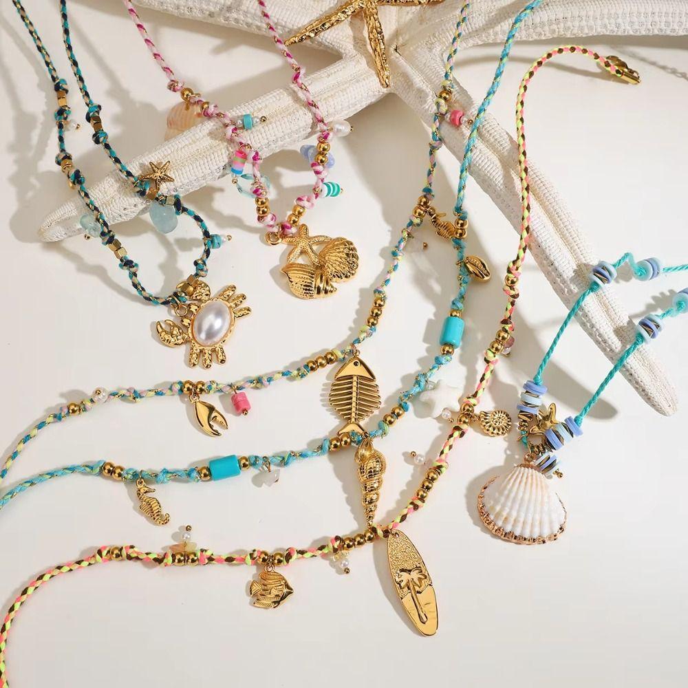 Fish/Shell/ Starfish Pendant Necklace Bohemia Clavicle Chain Creative Choker Necklace Vacation