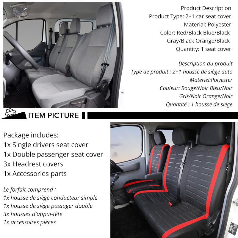 1+2 Red Seat Covers Car Seat Cover for Transporter For Renault Master 3 For Jumpy from 2008 To 2016 For 2004 Renault Master 2