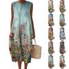 Women's Fashion Casual Sleeveless Round Neck Floral Print Elegant Temperament Dress