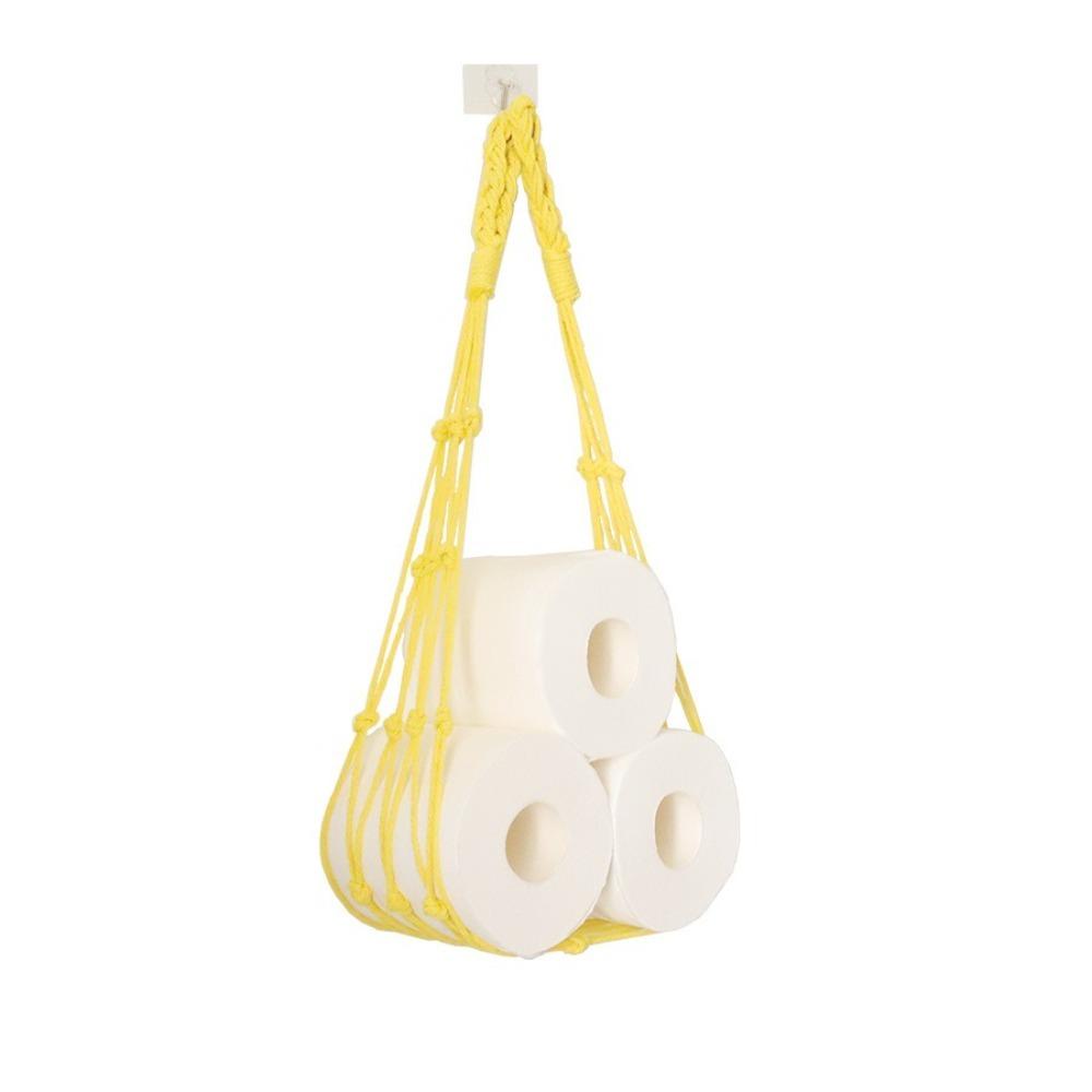 Hanging Towel Rack Bathroom Decor Roll Storage Net Bag Toilet Paper Towel Holders Hotel