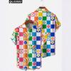 European And American Men'S Short-Sleeved Shirt 3D Printing Casual Simple Lapel Shirt