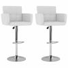 Bar Stool Set 2 pcs White Faux Leather