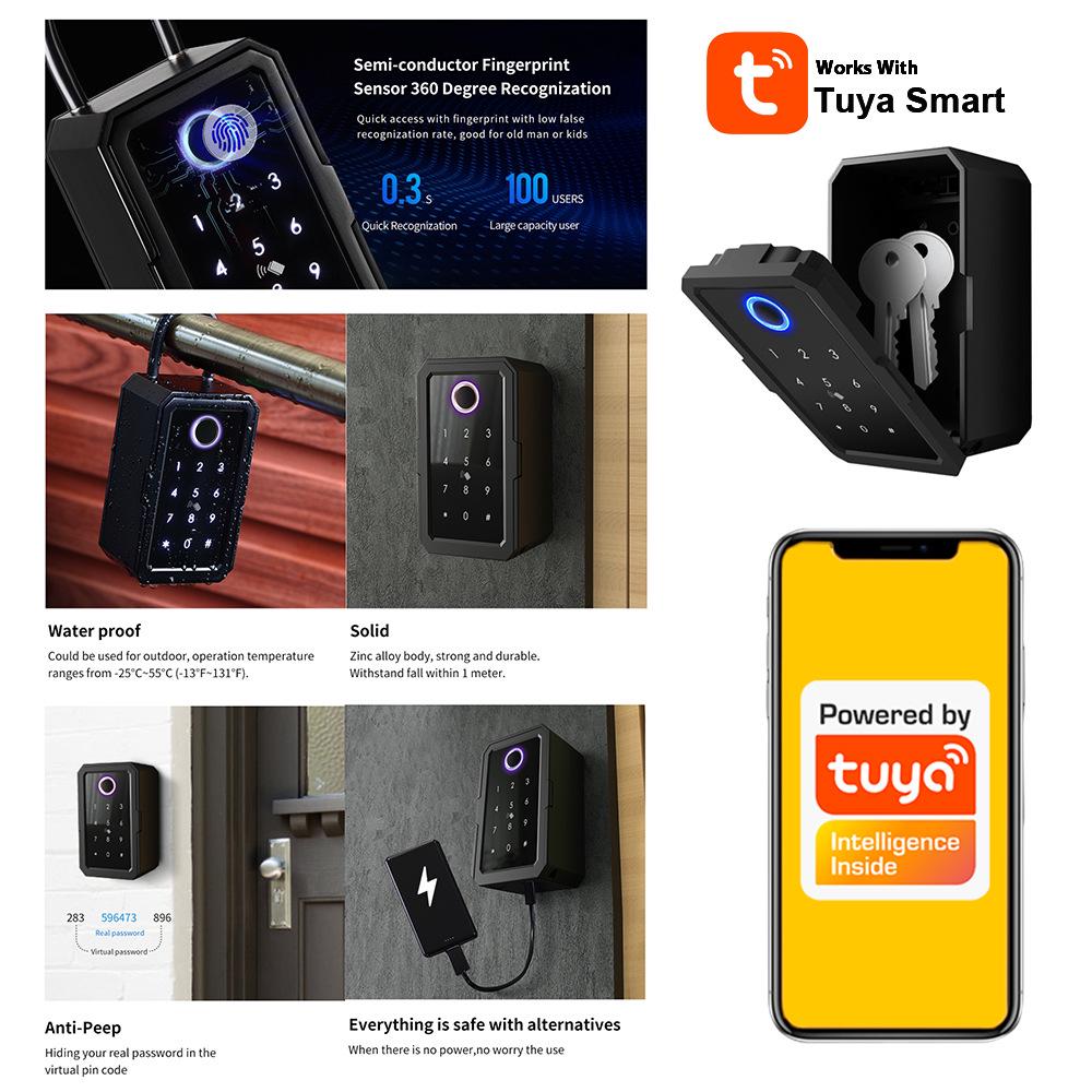 Умный Bluetooth-бокс для ключей Tuya с дистанционным и биометрическим открыванием, функция защиты от потери