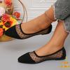 2024 Summer Fashion Square Toe Shallow Mouth Solid Color Large Size Mesh Breathable and Comfortable Slip-on Women's Flat Shoes