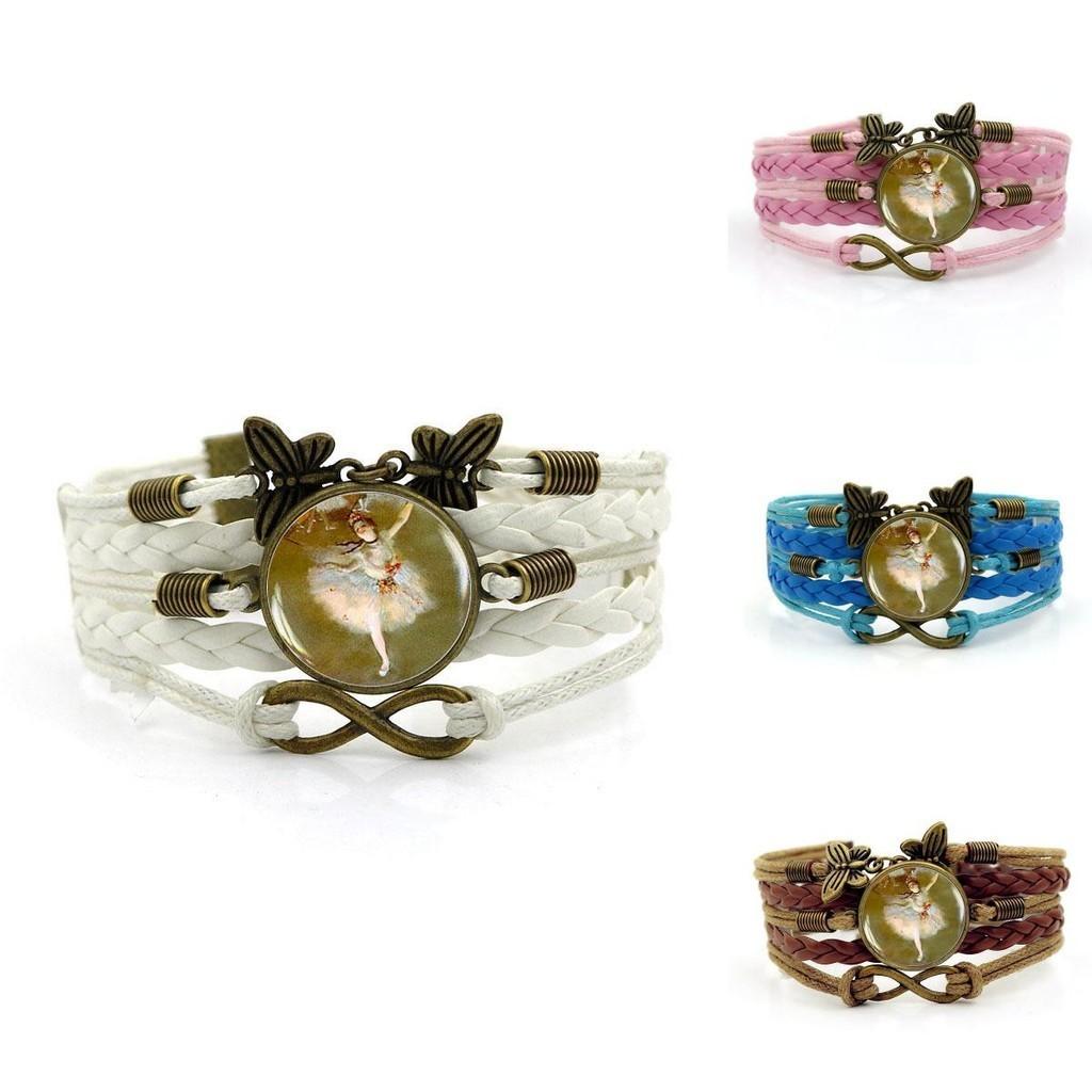 Элегантный браслет с драгоценными камнями времени с узором балерины для женщин, винтажные плетеные украшения с символом бабочки и бесконечности