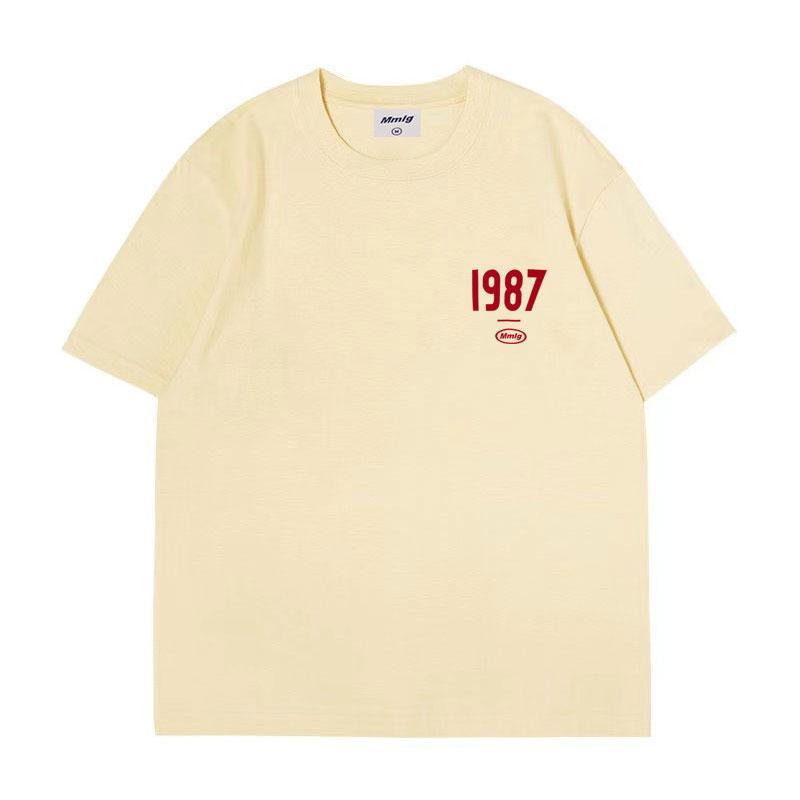 summer new Hot figure Simplicity Numbers 1987 print cotton Unisexs and Unisexs Tshirts Fashion casual shopping shirt short sleeve
