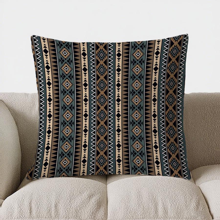 Bohemian Black And White Geometric Double-Sided Printed Pillow Cover Short Plush Suitable Living Rooms Sofas Throw Cushion Cover