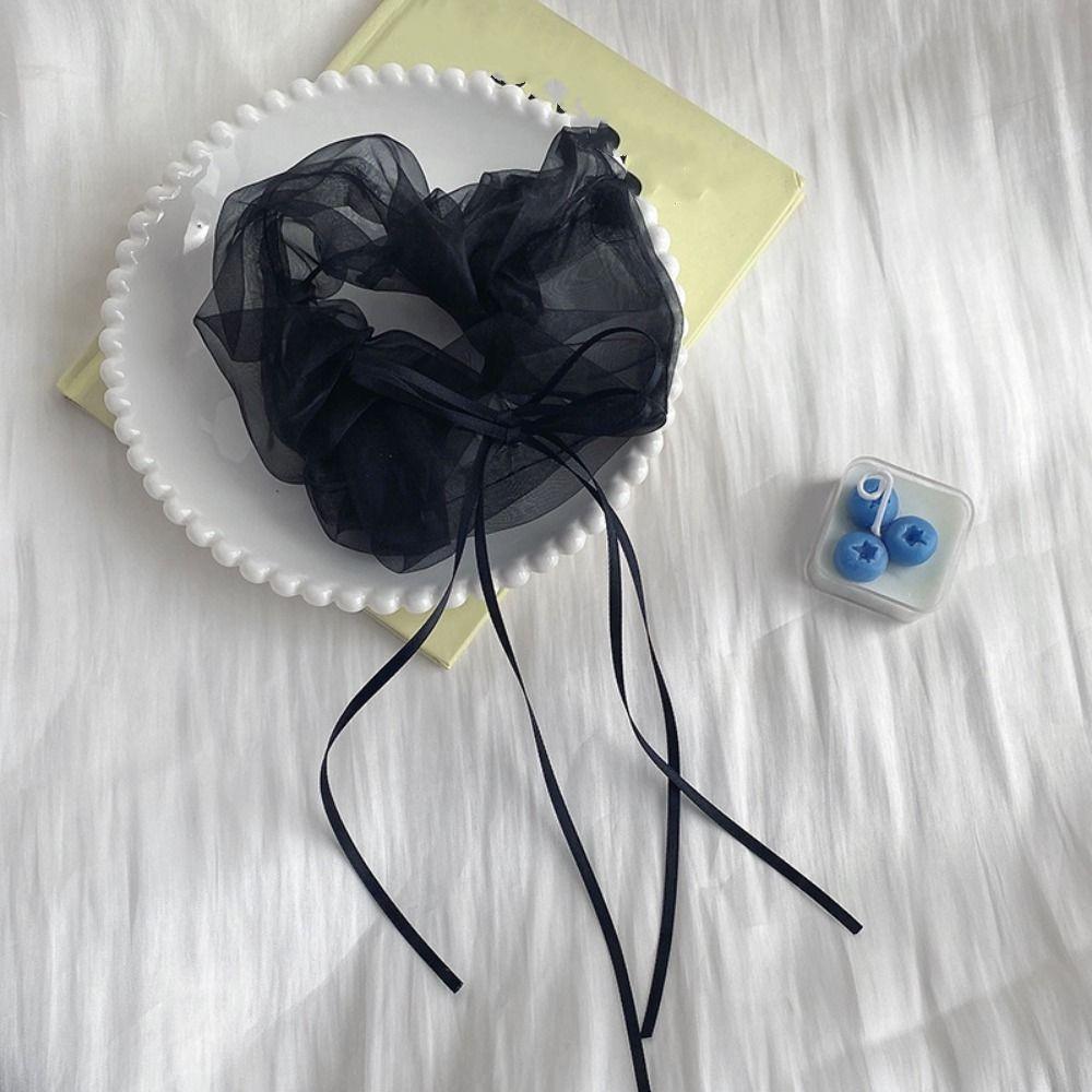 Длинные резинки для волос с бантом и оборками, моющиеся резинки для волос, вечерние круги из органзы для волос для девочек