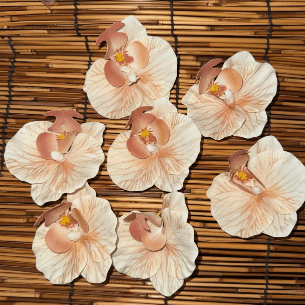6pcs 9cm Butterfly Orchid Flower Head Fake Flower Head Hair Clips/Boutonniere/Cake Decoration
