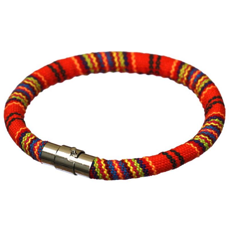 Браслет из нержавеющей стали с магнитной пряжкой, унисекс, в стиле бохо, плетеный хлопковый браслет-манжета ручной работы для мужчин и женщин, браслет на щиколотке для серфера, браслет, браслет