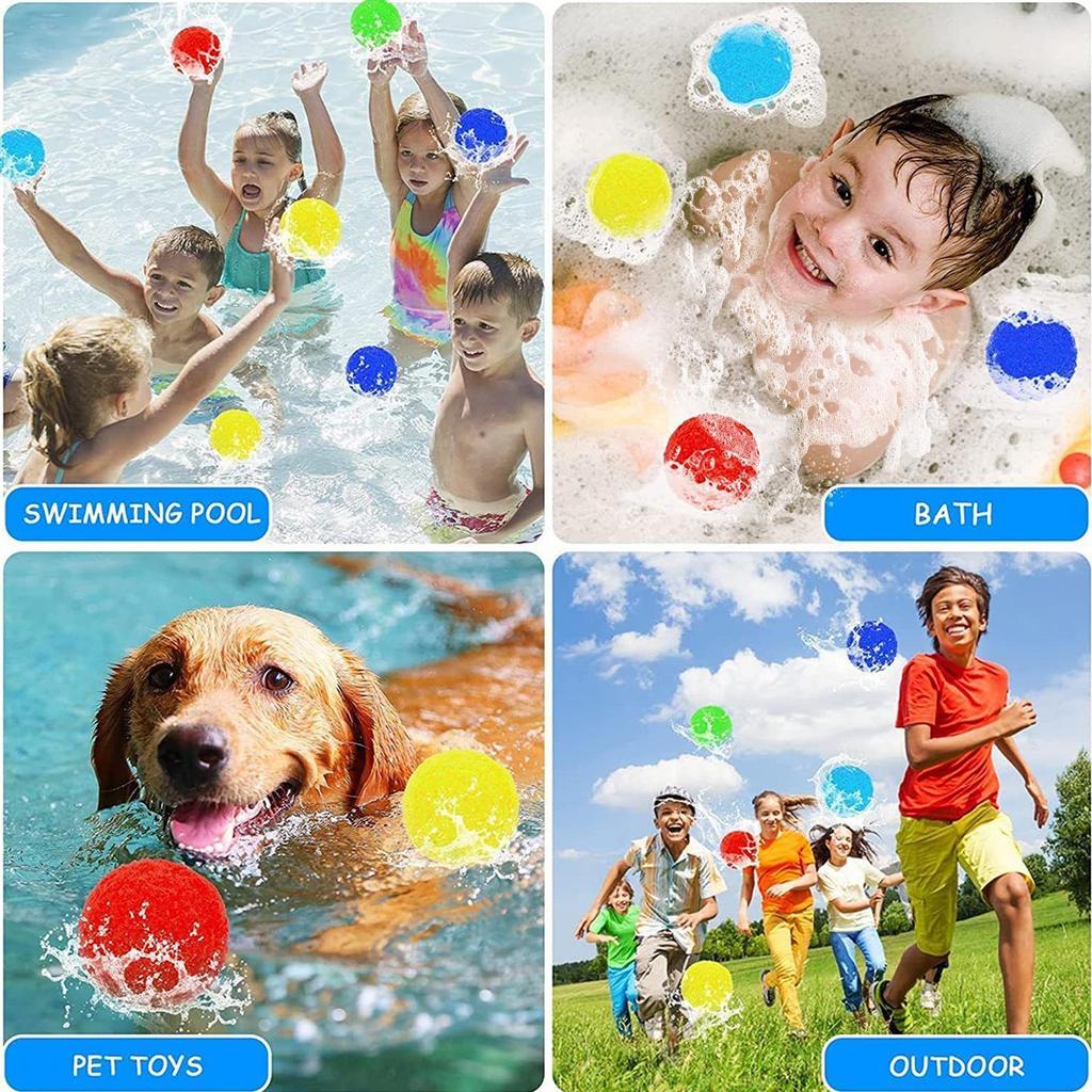 30PCS 5cm Reusable Water Sponge Balls, Quick Soak Soft Splash Pool Toys, Eco-Friendly Summer Water Games For Kids Adults Beach