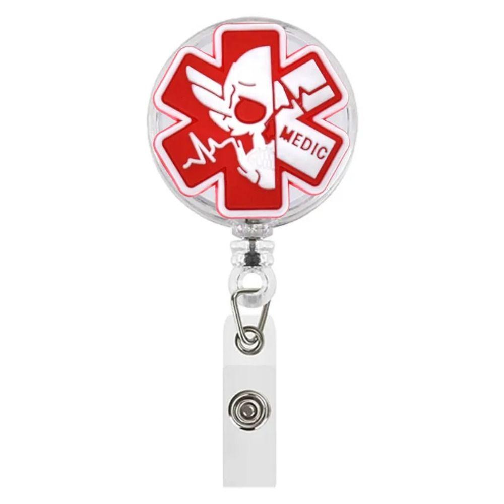 Key Ring Retractable Badge Reel PVC Nurse ID Holder Easy To Pull Buckle Office Suppliers