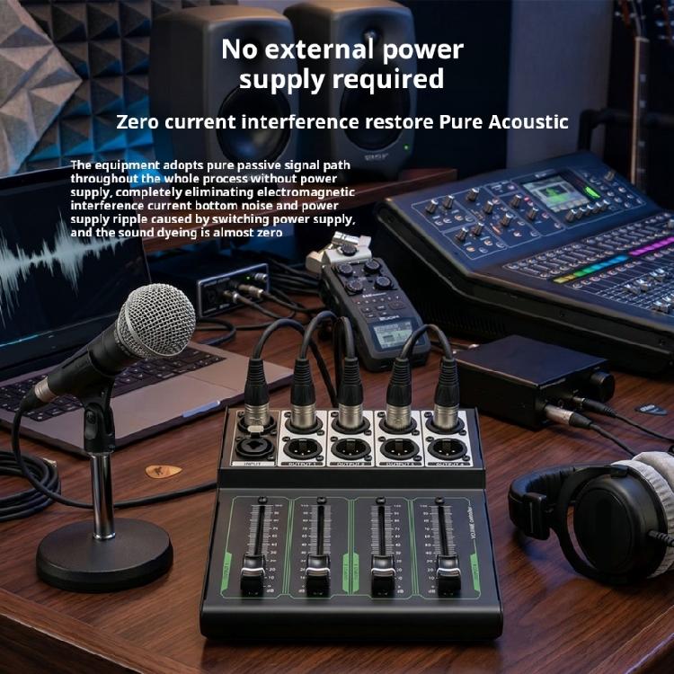 Passive Volumes Controller With 4 XLR Output Channel And Linears Scale Faders Quiet For Professional Auditory