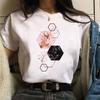 Maycaur 90s Mujaer Clothing Information T-shirt with Geometric Love Print Printed T-shirt for Women's Top