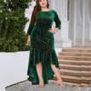 Women's Dress Plus Size Three-quarter Sleeve Mermaid High Low Hem Extra Long Velvet Dresses