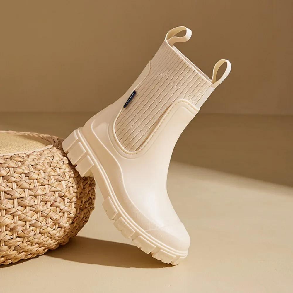 Waterproof Rubber Shoes for Women Elastic Mouth Women's Rain Boots Low Cut Rain Shoes Waterproof and Anti Slip Women's Boots