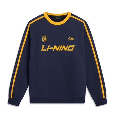 Li Ning Sports Lifestyle Series Флисовый Толстый Теплый Логотип Буква Круглый Вырез Спущенное Плечо Свободный Свитшот Унисекс свитшот AWDVC87-4
