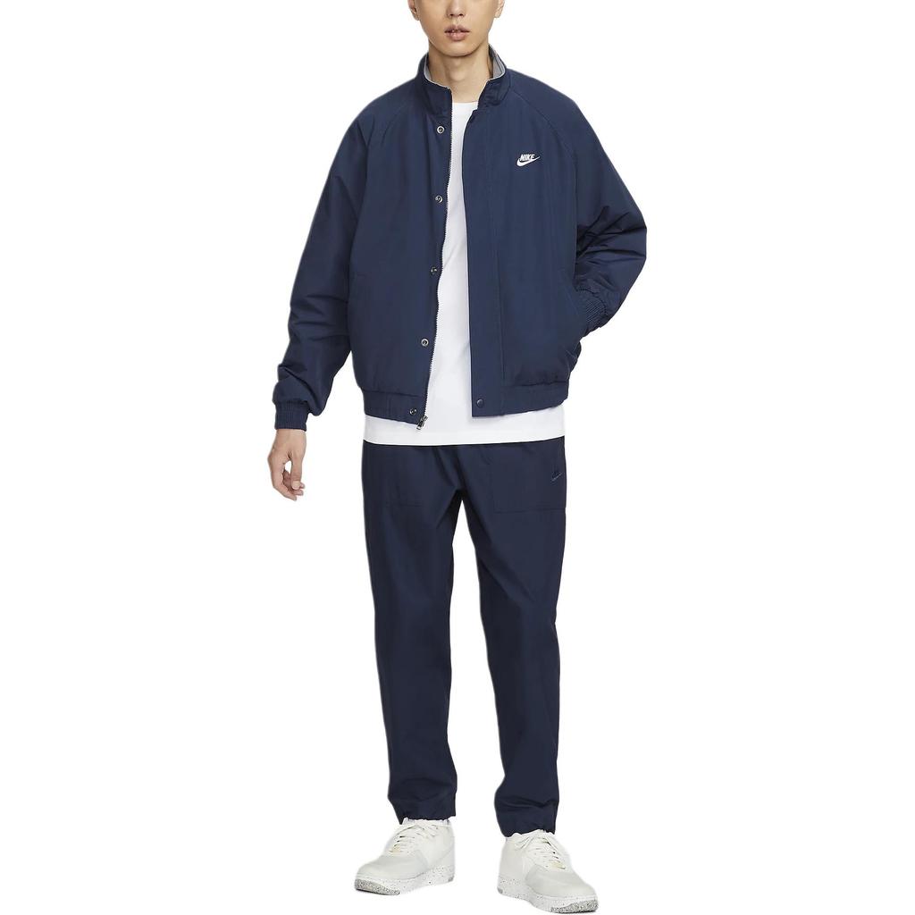 Nike Club Futura Logo Stand Collar Long Sleeve Jacket Men Jacket Midnight-Navy White FZ0657-410