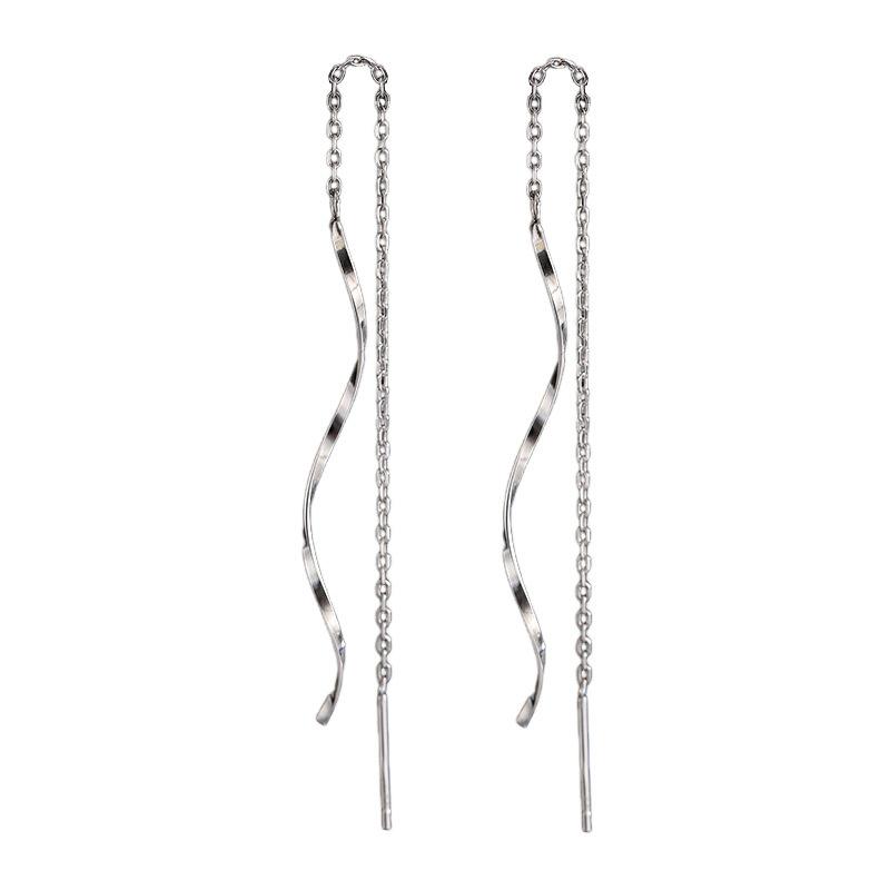 Wave Tassel Earrings Women's Long Style Simple And Fashionable Curve Earrings