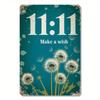 Retro Dandelion "Make a Wish at 11:11" Metal Wall Art Sign for Rustic Vintage Home Decor