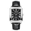 Square Watch with Leather Couple Roman Analog Wrist Waterproof Easy To Read Popular Suitable for Black Men Men's Strap Watch, Numerals, Date, Quartz,