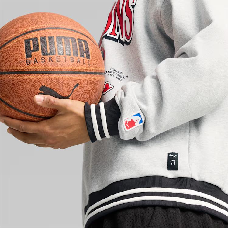 Puma Champs Crew Культура баскетбола Принт с надписью Свитшот с круглым вырезом и длинными рукавами Мужской свитшот Светло-серый Камень-Цветок 627209-01