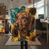 Sunflowers and puppies Print Flannel Blanket,High quality Comfortable for All Seasons,Home Decor,Warmth and Comfort,Perfect for Christmas Gifts