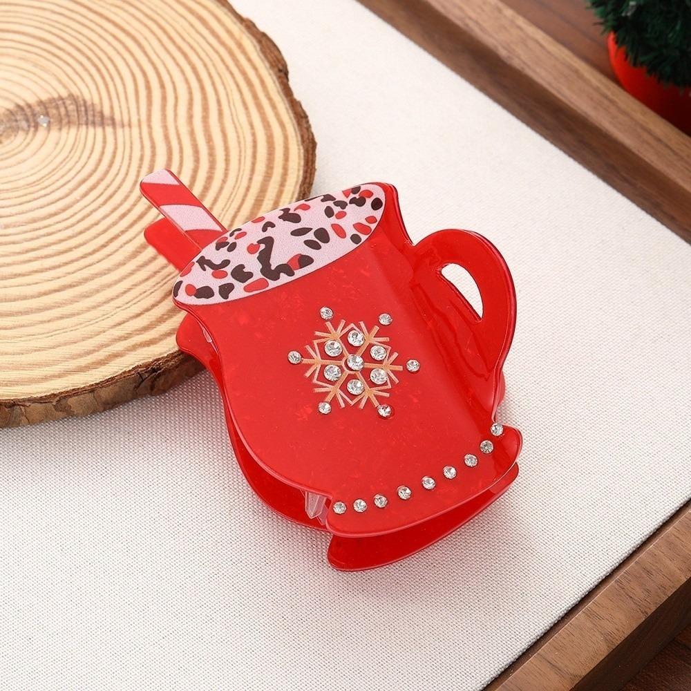 Acrylic Hair Claw Non Slip Hair Gripper Versatile Christmas Pattern Shark Clips Ponytail