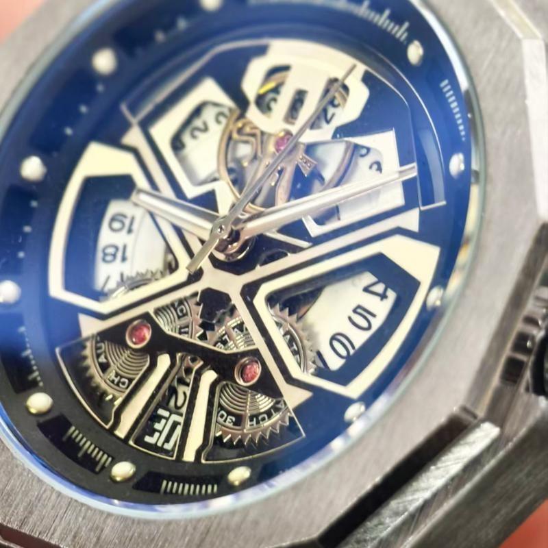 PINTIME Спортивные часы для мужчин Водонепроницаемые Автоматические Механические Мужские Наручные часы с силиконовым ремешком Ретро Часы
