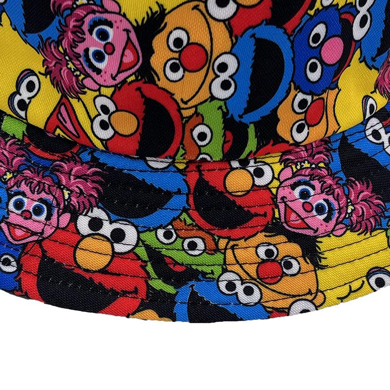 Cartoon basin hat INS sunscreen sun hat fashion Korean version cute versatile student basin hat women's sesame street bucket hat