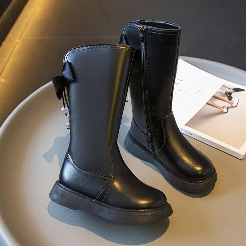 Retro Fashion Girls Short Boots New Velvet Winter Princess Shoes British Style Children's Boots