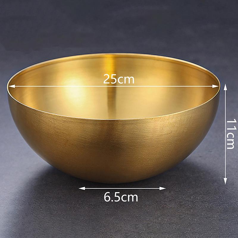 Золотые миски из нержавеющей стали для фруктового салата, супа, риса, лапши, рамена, кухонная утварь, контейнеры для еды, миски для смешивания