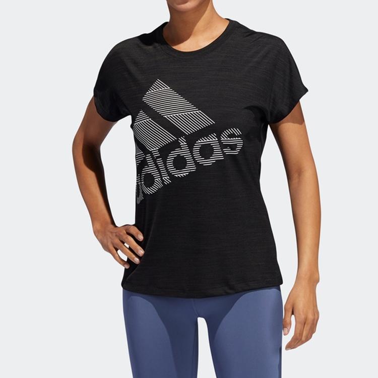 adidas Тренировочная спортивная футболка с круглым вырезом, женские топы, черная EB4498