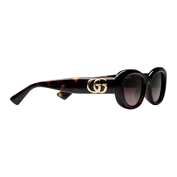Gucci Женские овальные солнцезащитные очки из литого под давлением пластика, черепаховой расцветки