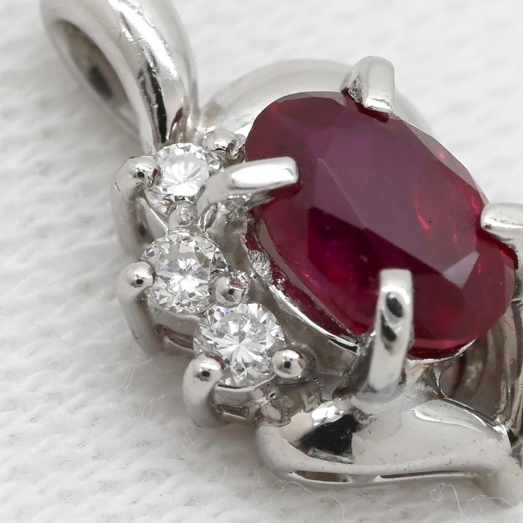 NON BRAND - Ruby 0.75ct DiamondPendant top Pt900/Ruby Array
